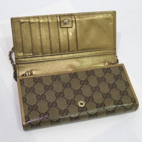 Gucci GG Crystal Chain Wallet Long Wallet Beige - Picture 7 of 8